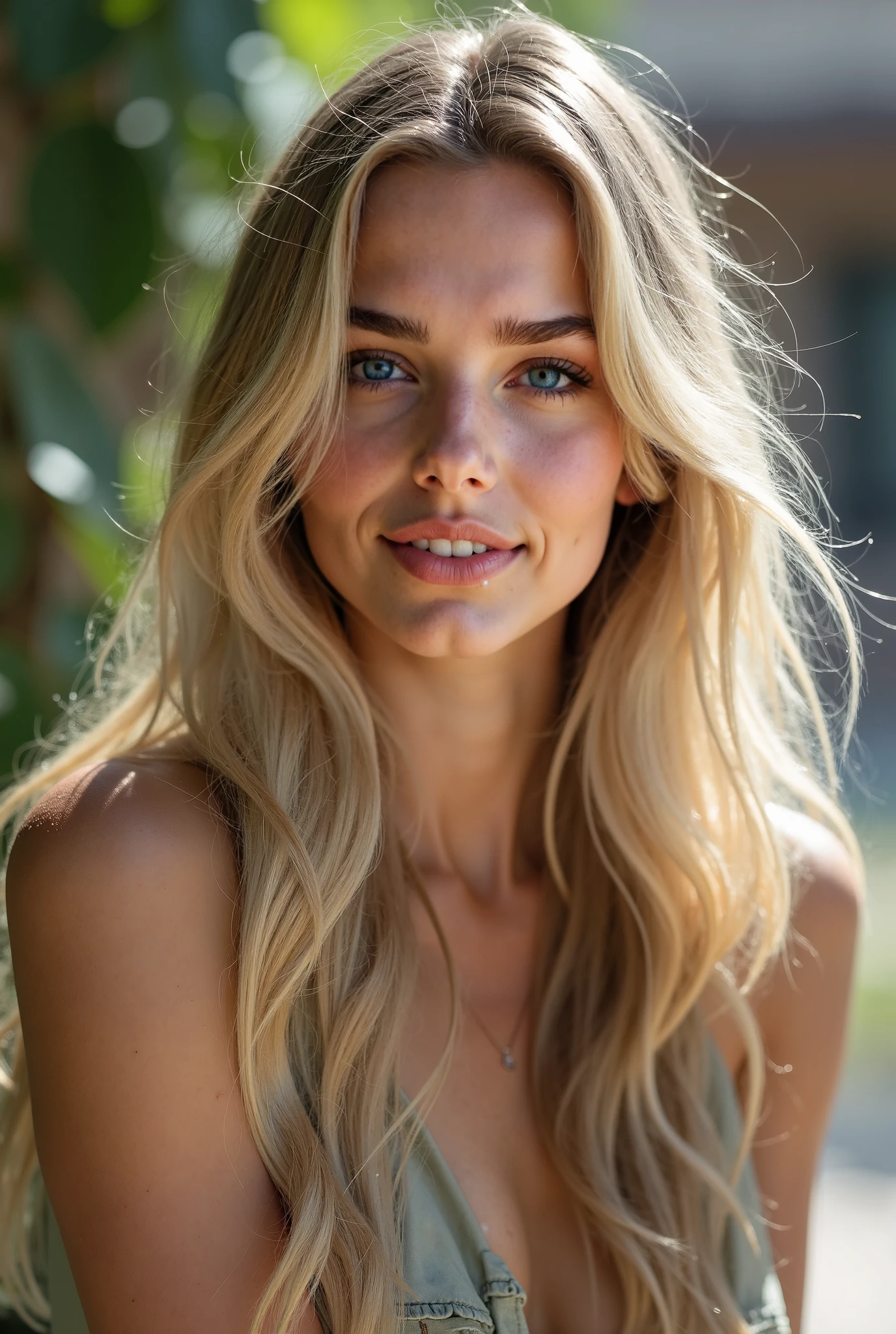 create a realistic image of a 20 year old woman, Longs cheveux blonds, Yeux bleu-vert faisant du shopping