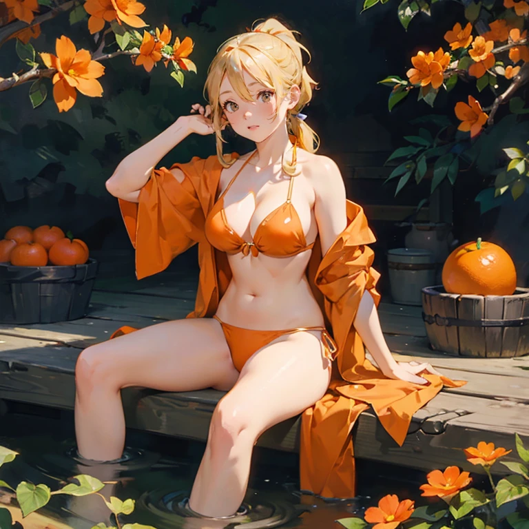 Anime girl sitting in the water wearing a hat, anime drawing of Yang Jay, PIKIV, Fantasy art, splash art anime , , Ayaka Genshin Impact, from the video game Azur Lane, yoshitakka amano karol bak, of desires, Ayaka game genshin impact