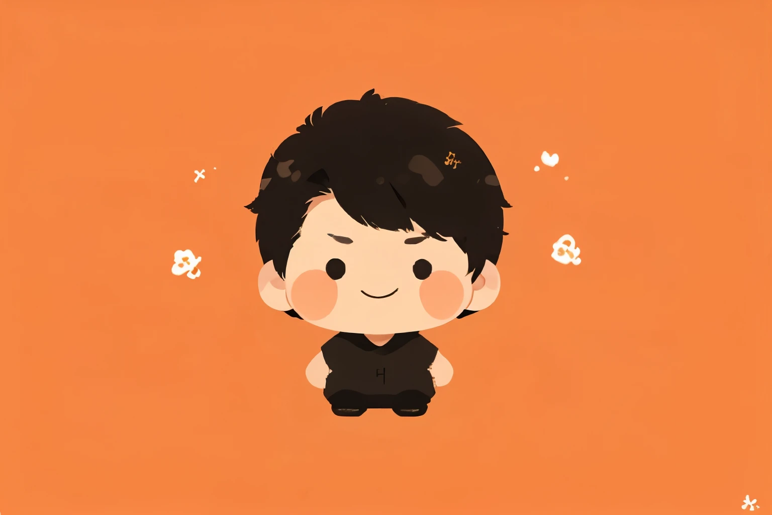male、 flat avatar 、solo、smile、 simple background、 top quality、Midea、