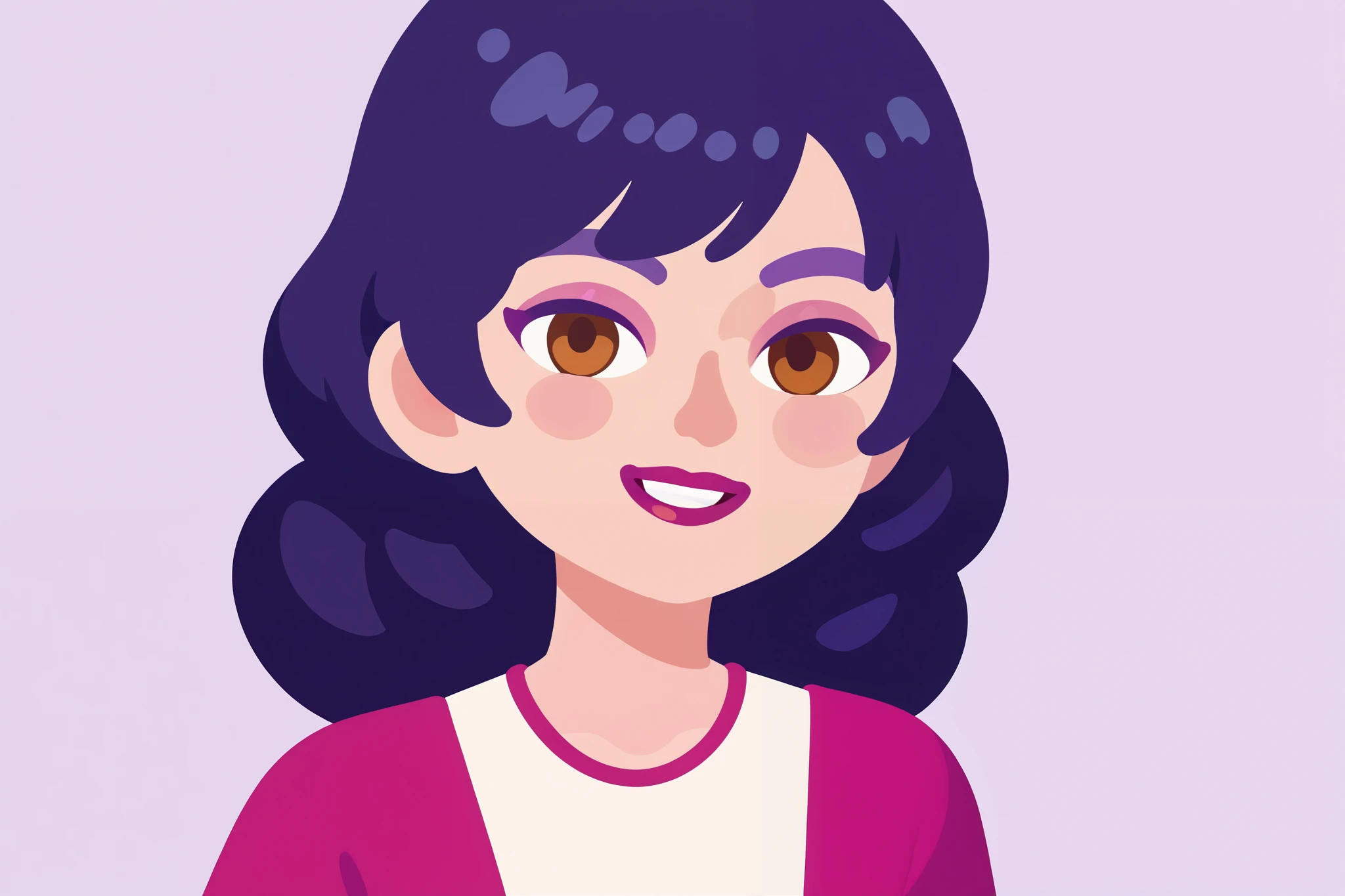 Flat avatar 、Alone、smile、 simple background、最High quality 、Midea、Alone, Hi-Res, 最High quality , DETAILS , high details , quality, High quality , high quality model, woman