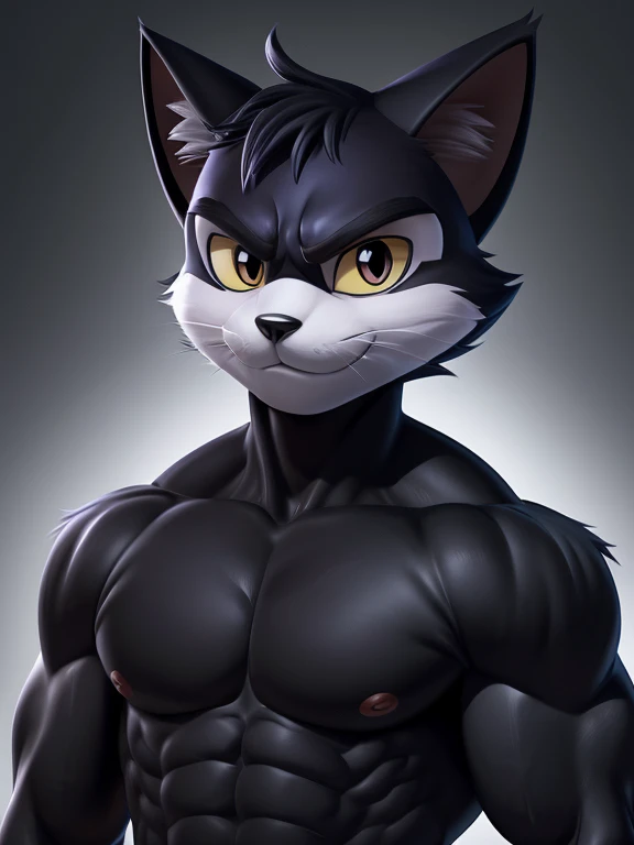 Male, robot Gray wolf, detailed green eyes, long tail, big nipples, slim, sly, simple background,, smirk, bulge, glasses, tail wrapping around body