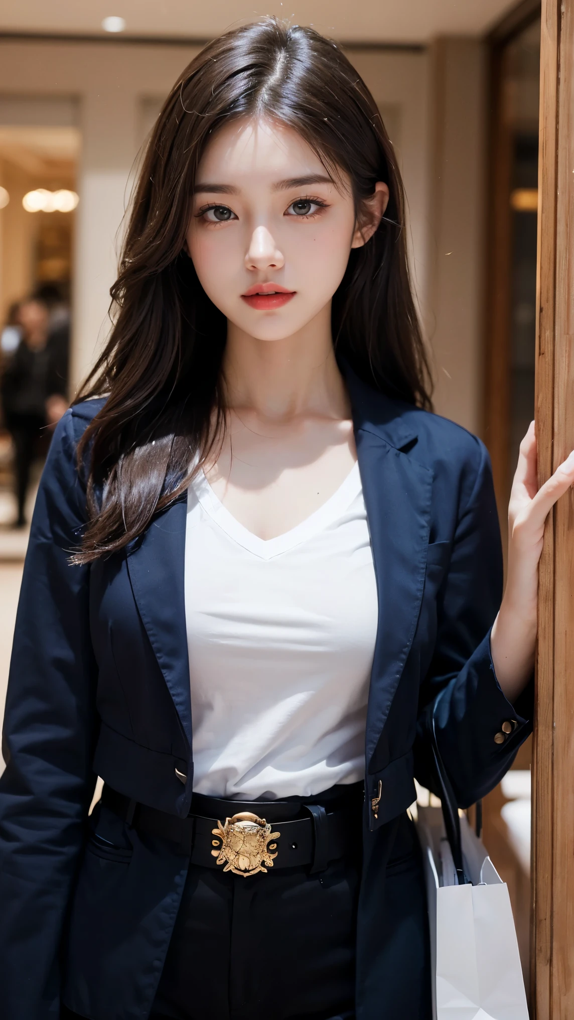 The ultra -The high-definition、top-quality、8K picture quality、1 girl、Very sexy body、A slender、The face of the golden ratio、The body of the golden ratio、Big chest looking directly at the camera、sexy facial expression、A wistful smile、skin gloss、big eye、Highlights in the eyes、Distinct double eyelids、Lashes、long neck、Beautiful short hair、Glossy dark black hair、bangss、with a pure white background、Nothing background、Shoulder buttons、Put your ears out、Beautiful collarbone、Beautiful belly button、Oil for the skin、is standing、full body Esbian、Head to toe