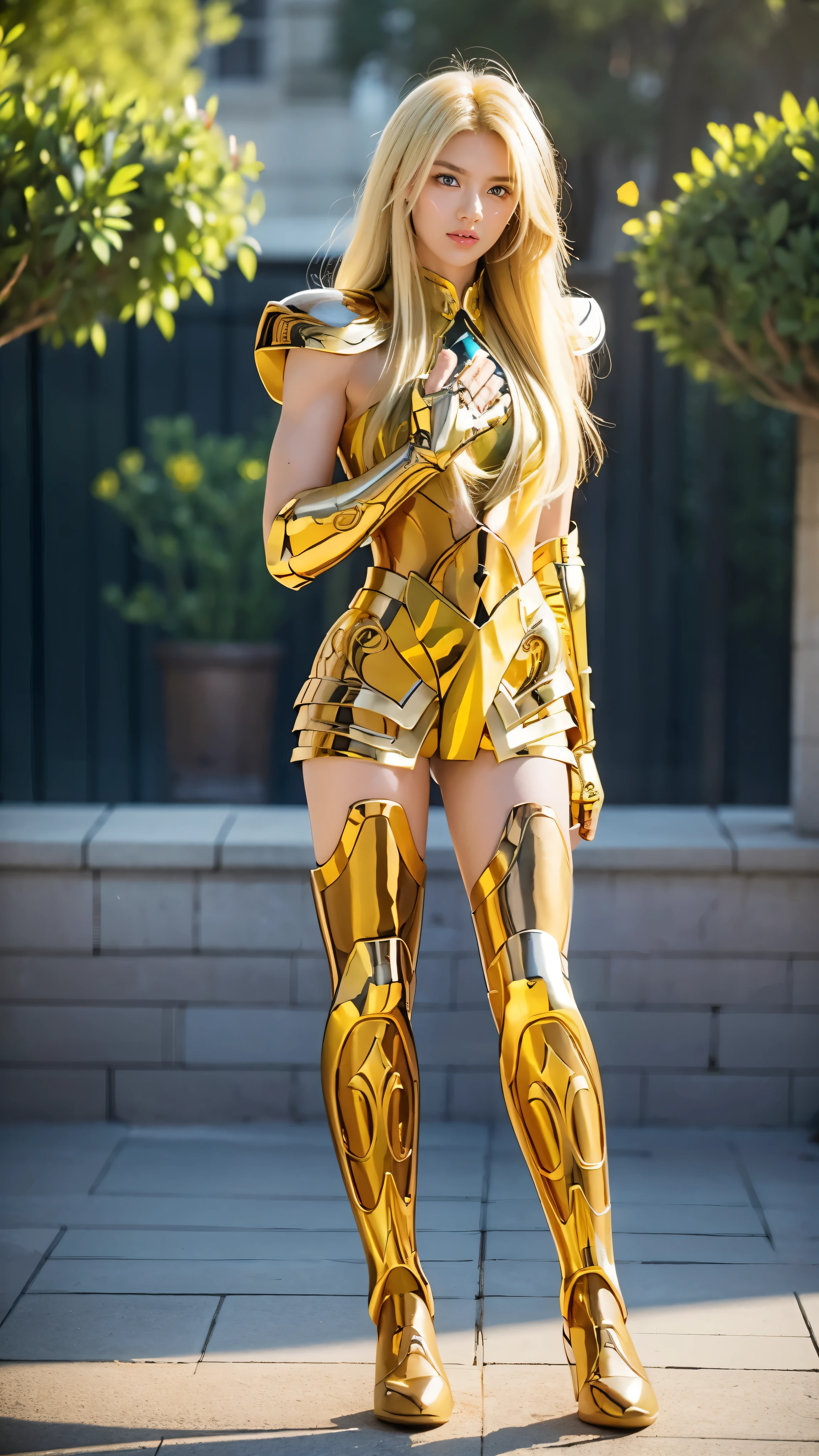 AquariusArmor, shoulder armor, helmet, (masterpiece:1.0), (best quality:1.0), (ultra highres:1.0), (8k resolution:1.0), (realistic:1.0), (ultra detailed1:0), (RAW photo:1.0), HDR, photography, Kodak Portra 400, film grain, blurred background, bright colors, bokeh, lens flare, ((perfect hands)), ((perfect arms)), (perfect face), {{perfect anatomy}}, (Guido Daniele hands), wide shot, small hands, slender fingers,
Background of Valentine theme, blurred background, 1 woman wearing Gold Aquarius Armor, gold armor, realistic armor, alone, messy long hair, ((yellow hair)), bright yellow eyes, thin lips, red lips, shiny lips, angry, standing upright pose, facing the camera pose, looking towards the audience, focused face, detailed face, bright colors, symmetrical eyes, visible lips, standing, (full body:1.2), realistic