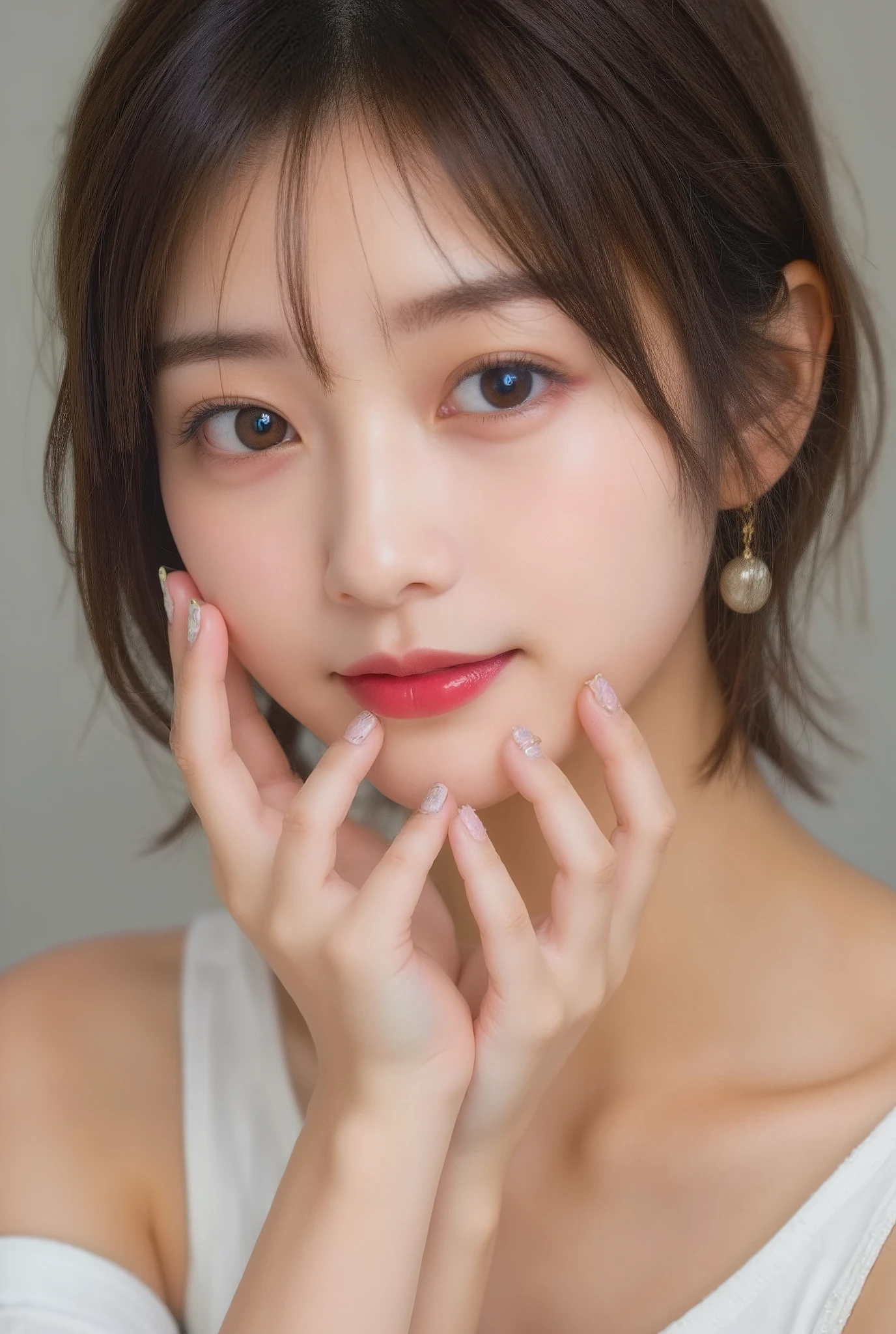 1 Nogizaka Musume、very cute、beautiful girl、19 years old、(gothic fashion)、beautiful face, Exquisite details of eyes and skin、fine black shiny hair、Classy ruffles、frilled tie、ribbon tie、rose hair accessories、(smile at the camera)、(cowboy shot)、(sea of europe)、professional lighting、break、(realistic、Photoreal:1.37)、8K、(masterpiece)、(highest quality:1.4)、(Super high resolution:1.2)、 (Raw photo:1.2)、(delicate lace、soft fabric、beautiful rose pattern dress)、perfect anatomy、4 fingers and 1 thumb、seaside background、(Wallpaper by Unity 8K)