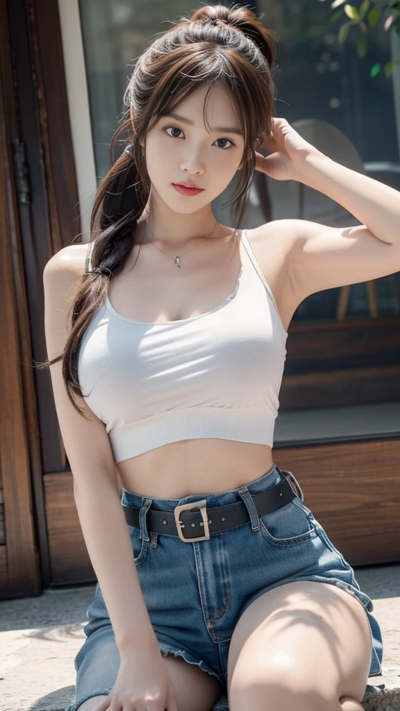 (Genuine, High resolution:1.3)、((High Reality, 8k, masterpiece: 1.3)), ((Very detailed)),(Realistic:1.2),8k,(High resolution),(Written boundary depth:1.2),(Written boundary depth:1.3), (highest quality:1.0), (Very detailed CG 8k 壁紙), (超A high resolution:1.0),concentrate: 1.2, Perfect body beauty: 1.4, Hip: 1.2, (Layered Haircut: 1.2)), (Dark Street: 1.3), Very detailed顔と肌の質感, Delicate eyes, double eyelid, White skin, Long Hair, (Round face: 1.5), (loose crop top, Shorts: 1.6)、(Very delicate and beautiful), (Tabletop), Beautiful lighting ,Perfect Lightning, Genuine影,Detailed skin, Very detailed (((colorful))),(Amazing photos of beautiful Japan women),(Character Focus),Perfect Anatomy,(Professional Lighting),
(One Girl),(young),(Raise your arms),
View audience,(walking),
((Beautiful details)),(thin顔:1.2),Thick eyebrows,(Drooping eyebrows),((Black-rimmed glasses:1.3))、(I達は言う:1.2),(Blue Eyeshadow),Big eyes,(Brown eyes:1.3),((Big Breasts))、(smile),blush,(非常にDetailed skin),
(Lips parted:1.1),(Lips become thicker:1.2),(Glossy Lips),(lipstick)、Braiding,(black medium hair),(Iにさせて'Hair grows back),((Wide forehead)),(thin:1.2),
(Ideal body type:1.1),(Tall body:1.2),Attractive thighs,Attractive waist circumference,
(Big Breasts:1.35), ( Visible through clothing),(Muscular:1.25),(Skin-tight clothing:1.3),
(ハイカットデニムShorts:1.4),(White tube top:1.3),Looking at the camera, Cowboy Shot, I'looking forward to it, Standing posture, Contrasting, Dynamic Lighting,