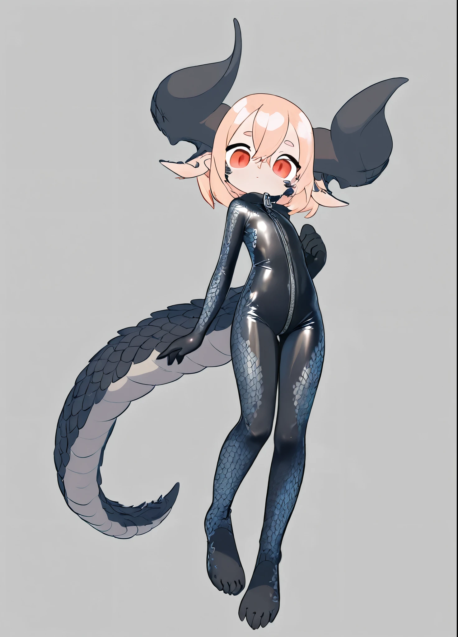 Succubus，girl，Tail，Tail上有一张嘴巴，用Tail吃东西，Tail连着后背