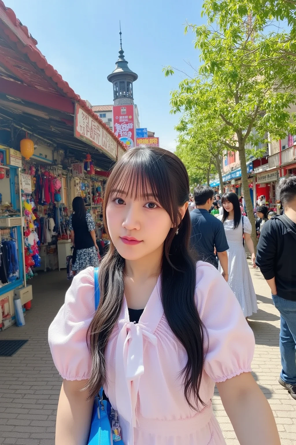 There was a woman sitting on a blue chair making a peace sign, xintong chen, Li Zixin, Chinese girl, xision wu, wenfei ye, Zhang Pengzhen, inspired by Ma Yuanyu, xiaofan zhang, zeng fanzh, Cai Xukun, Zhang Wanting, chengyou liu, zhelong xu, Lin Qifeng