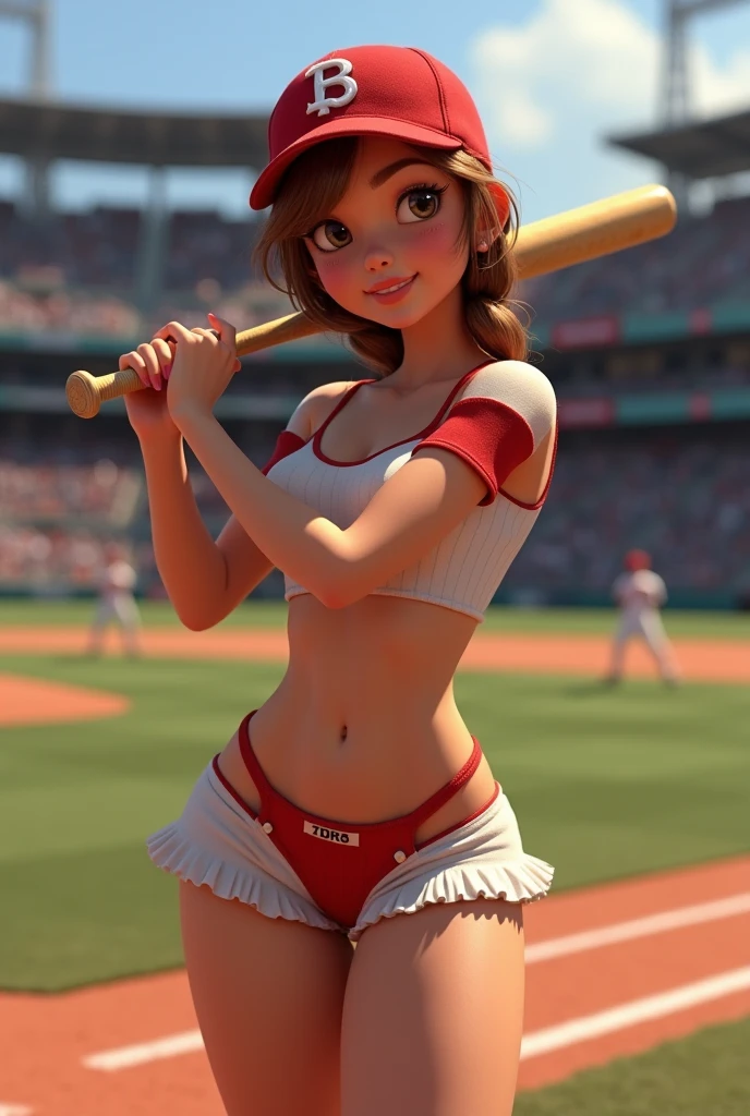 The beauty of baseball、sexy、court、swinging a bat、butter、Large Breasts、Innocent look、cute、sexy。Earrings、sexy