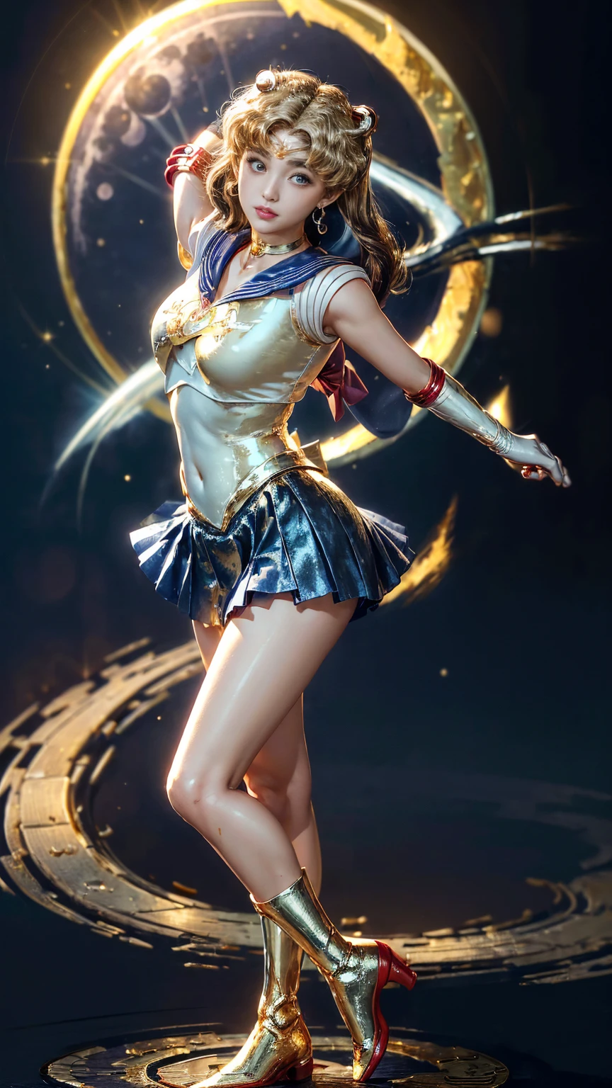 sailor moon pleated blue skirt, bare thighs, red boots, light streaks magic, extremely detailed artgerm, ilya kuvshinov and artgerm, artgerm. high detail, ahri from league of legends, ilya kuvshinov. 4 k, artgerm jsc, detailed digital anime art, 8k artgerm bokeh