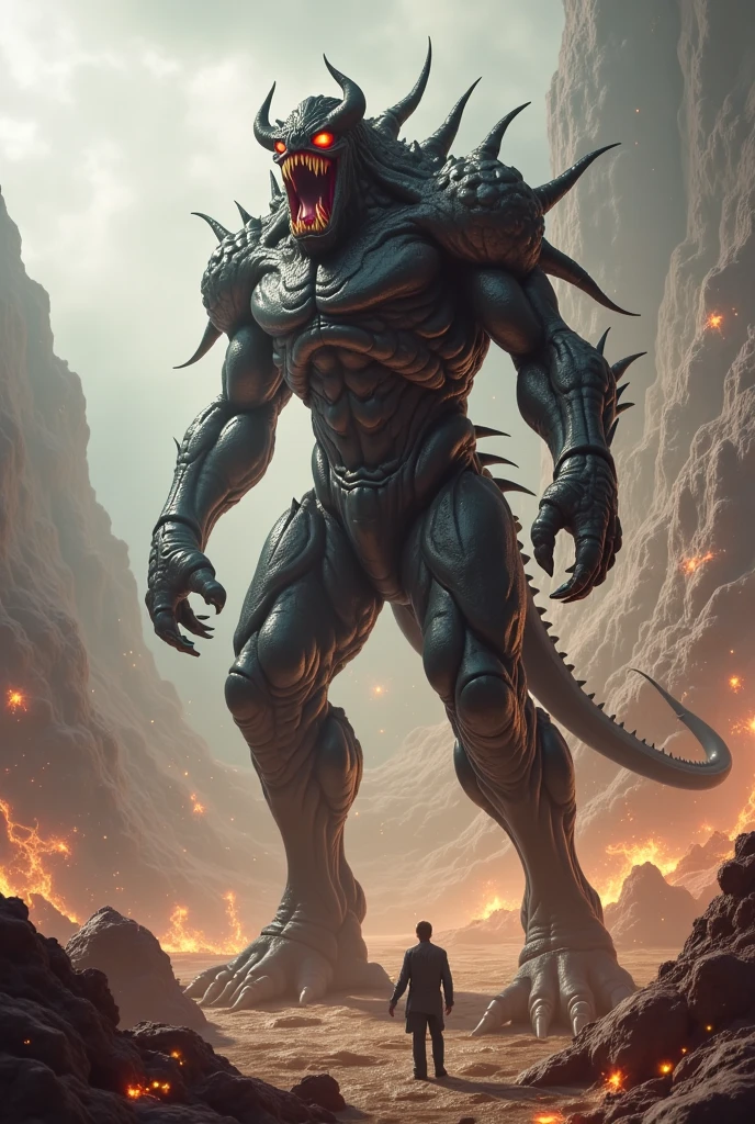 godzilla, muscular, powerful, towering, city skyline, destroyed buildings, smoke, chaos, apocalyptic, cinematic lighting, cinematic composition, dramatic, epic, dark, moody, muted colors, blue and orange color scheme