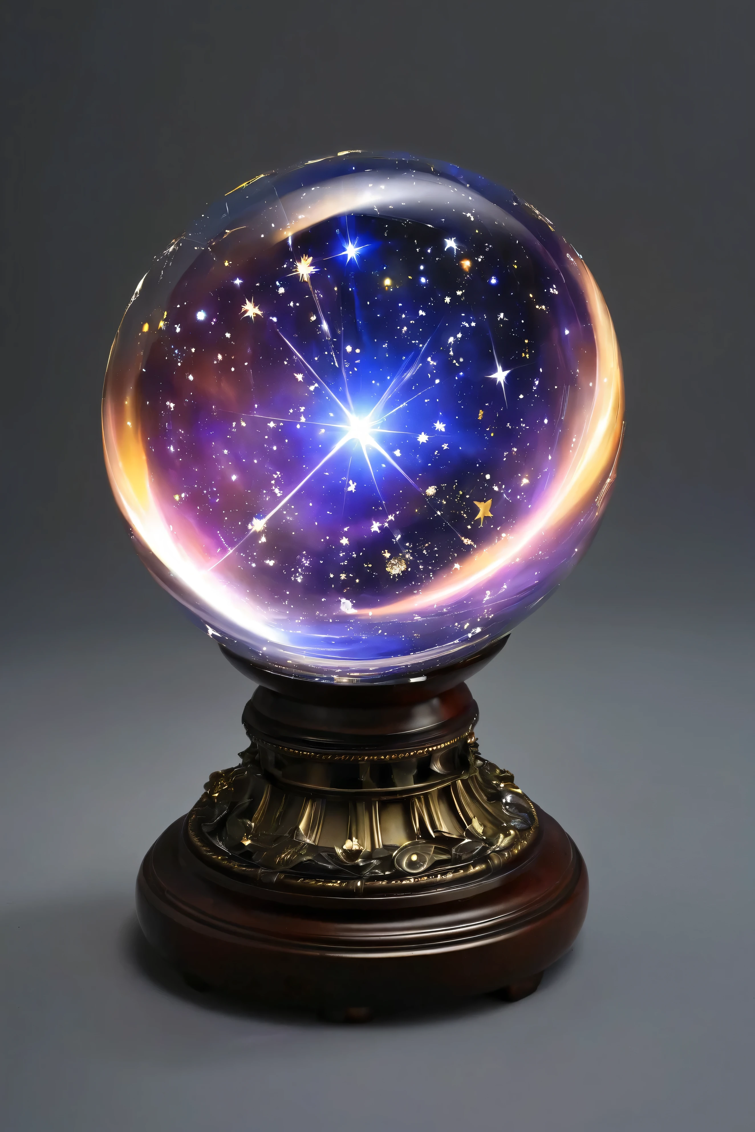 Glass sphere、There are a lot of stars inside、 Fantastic、 high image quality、 midnight