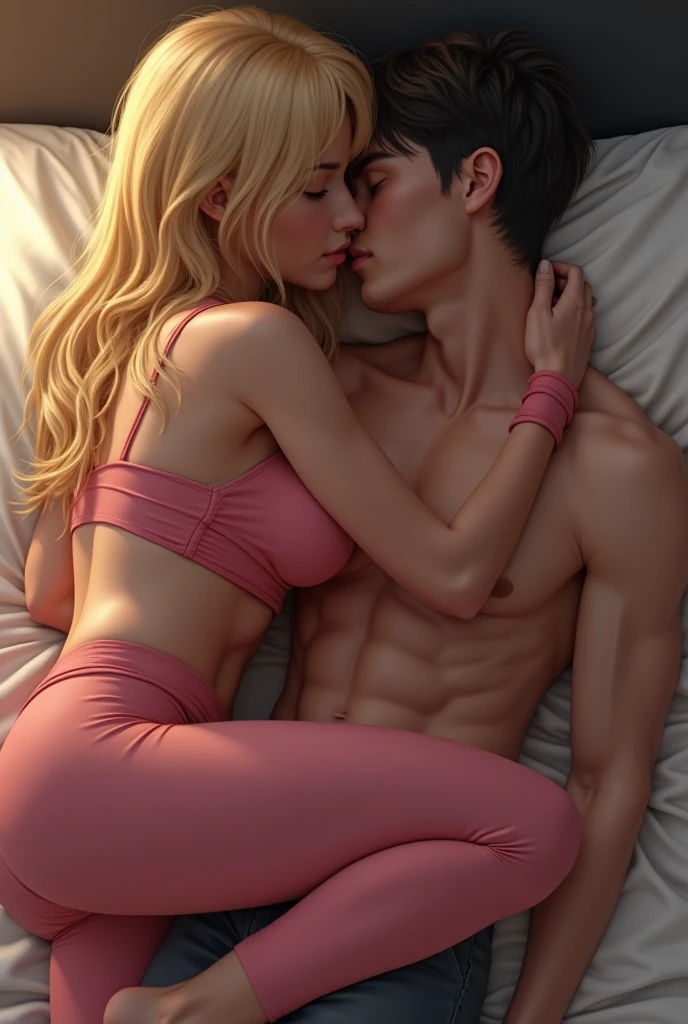 Princess Peach in a sexy big ass bikini is hugging a guy on the bed, the guy puts his hip on Princess Peach&#39;s ass, they have sex, Princess Peach gives him a kiss while she throws him on the bed, the guy on the bed puts his hip on Princess Peach&#39;s ass, the guy gives Princess Peach a condom