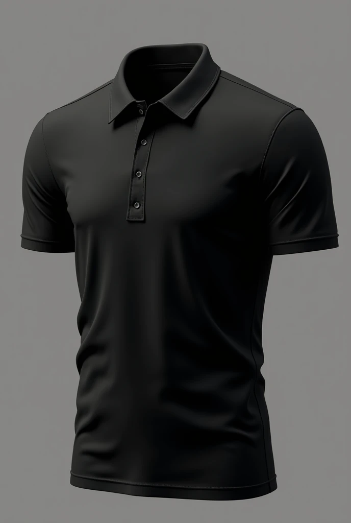 A black polo t shirt with 3 buttons