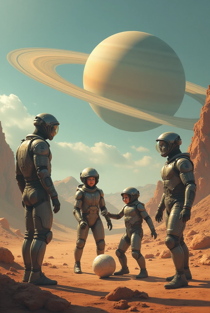 Red skin Aliens talking to each other, on a red planet, in space.