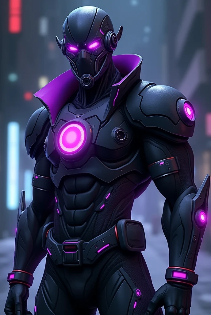 a muscular mexican cyber-hero with black spandex suit in spaceship