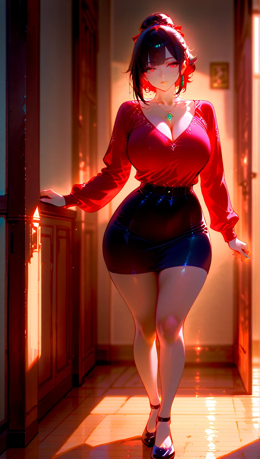happy woman smile, extremely detailed, photorealistic, translucent clothing, Transparent clothing, big buttocks, big breasts, extremely detailed fingers and hands, extremely detailed vagina, tight clothes, Nipples