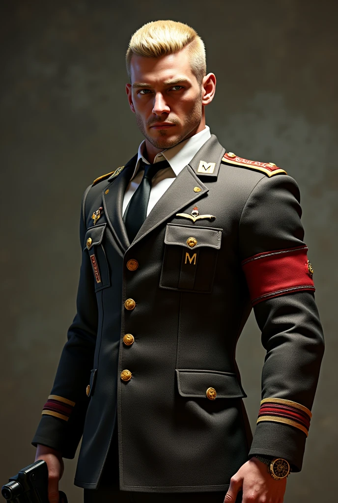 Very handsome German army WWII realism Germanic expression serious expression masterpiece