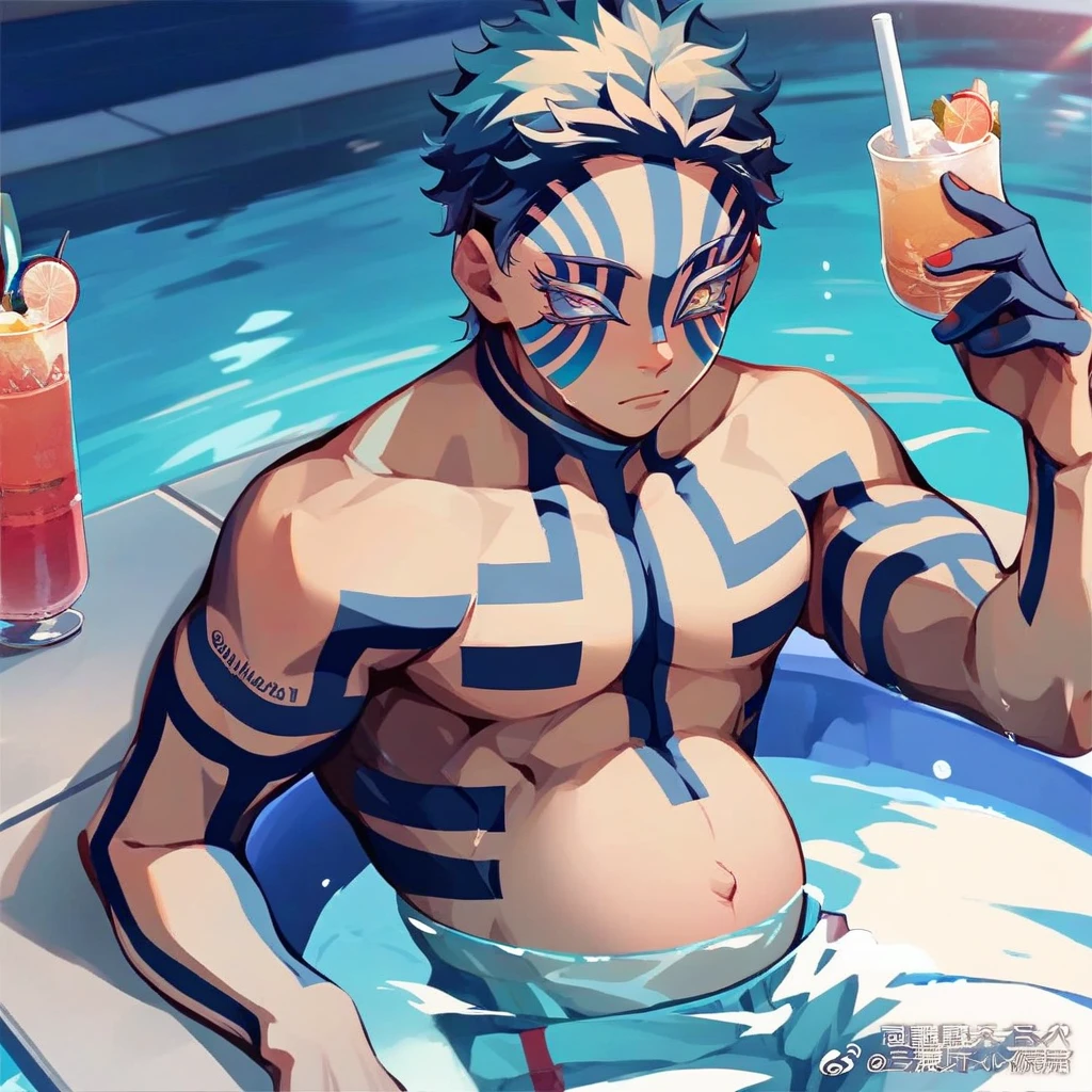 muscular male kawaii moe anime, waterball magic sage fullarmored
