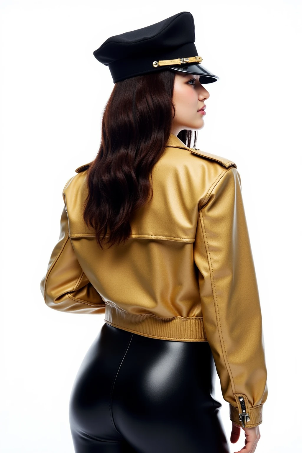 Cute Teen Idol Girl、whole body、Good style、、、、、、、、、、Thick legs、Gold Tight Dress（Black Track Jacket、）、、Cool girl face、、Cool Belt