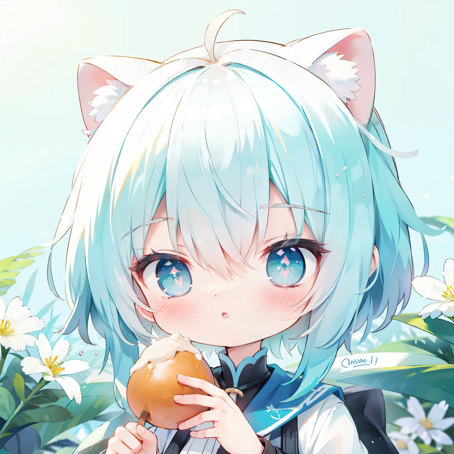  Hair，Food，Light blue pupils and flower pupils