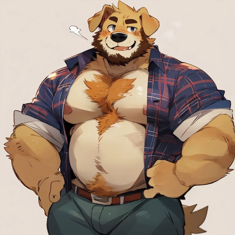 (masterpiece, 4K, ultra detailed), a bear furry, masculine, orange fur, beige belly, short hair, meadow, age, black bowtie, sexyaked, anime eyes, cartoony, anime, small penis, athle