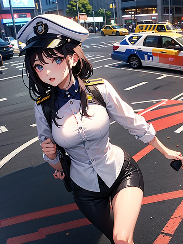 One adult woman, In the crowd, Laura S... Alseid (Long dark blue hair, Ponytail and side bangs, Huge breasts), (Inspired by the cold steel road) In uniform, M-shaped legs,Completely naked, At the Military Academy, Embarrassing,A large number of people々,Looking away,Black pubic hair,Nipples,Revealing everything,Exposed in public,Fully exposed,anus