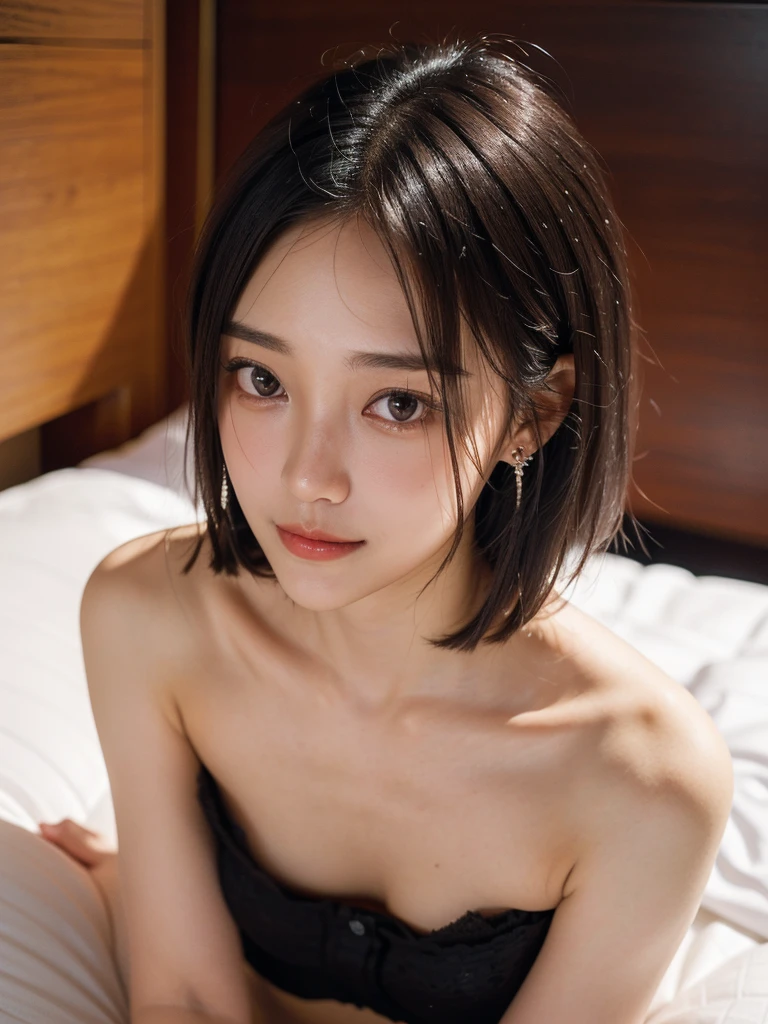 Highly detailed CG Unity 8K wallpapers、Highest quality、Very detailed、masterpiece、Realistic、Photorealistic、A cute figure carefully drawn down to the last detail、20-year-old、blush、Lips parted、Looking at the audience、Semi Body Shot、nude、(Flat Chest:1.2), ((Skinny body:1.2))、Waist、thigh