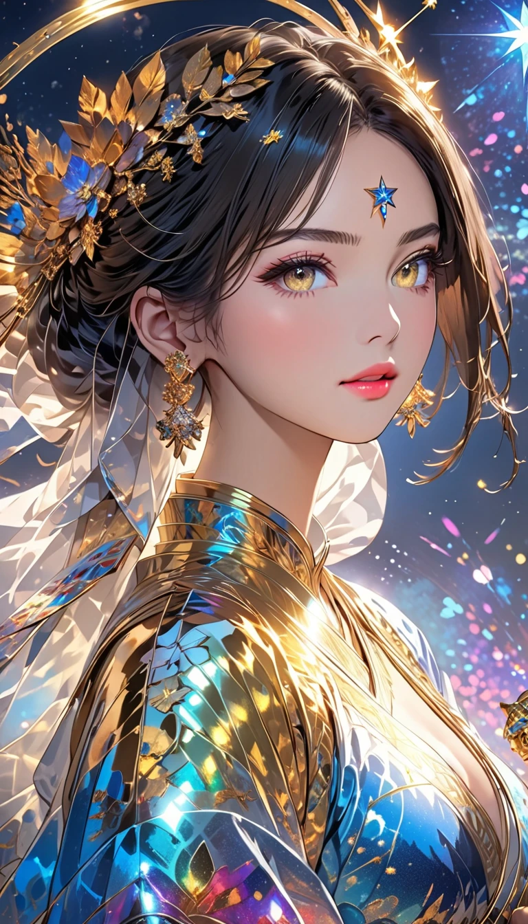 ((Highest quality)),(超High resolution),(Very detailed),(Detailed Description),((The best CG)),(masterpiece),Ultra-detailed art、(Highest quality、8k、32K、masterpiece)、(Realistic)、(Realistic:1.2)、(High resolution)、Very detailed、Very beautiful face and eyes、1 female、((:1.3))、Tight waist、Delicate body、(Highest quality、Attention to detail、Rich skin detail)、(Highest quality、8k、Oil paints:1.2)、Very detailed、(Realistic、Realistic:1.37)、Bright colors