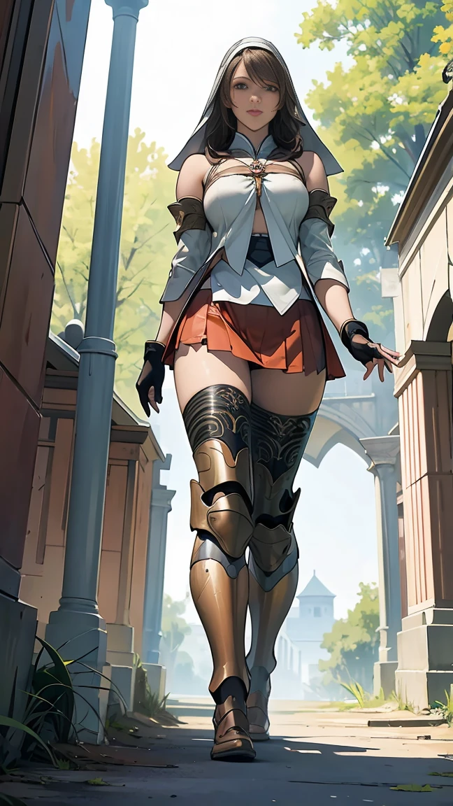 (golden ratio,muste piece, top quality, best quality, beautiful and aesthetic:1.2), very detailed, colorful,best details, (adult,19 years old,1 girl, Final Fantasy 12,Ashelia, short hair, short hair,Asheliaコスチューム, huge boobs, mini skirt,thigh high boots, thighs, jewelry,Contemptuous look,Eyes like looking at garbage, sexy, erotic, anime, ultra detailed, footjob