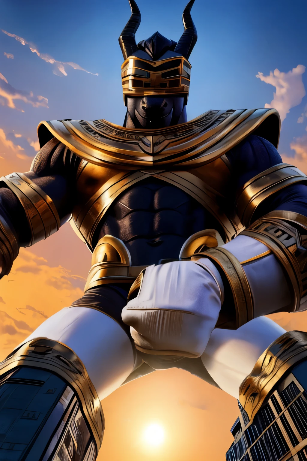 (melhor qualidade,4k,8k,Altas,master part:1.2),ultra-detalhado,(Realistic,fotorrealista,photo-realistic:1.37),pele azul,corpo forte e musculoso, angry expression,Massive appearance,poder destrutivo,((Blue-skinned hero Serup)). Armadura dourada com peitoral dourado. (master part:1.2), melhor qualidade, , (ultra-detalhado), hiper detalhes, (detalhes intrincados), (light cinematic, melhor qualidade Backlights), (agora, armadura dourada),((detalhes dourados)), ((pele azul)), alto contraste, (cinematic masterpiece), ((personagem de jogo)) ((mudar pele negra para azul)) (pintar a pele em azul) substituir cor da pele por azul, (((pele azul)))