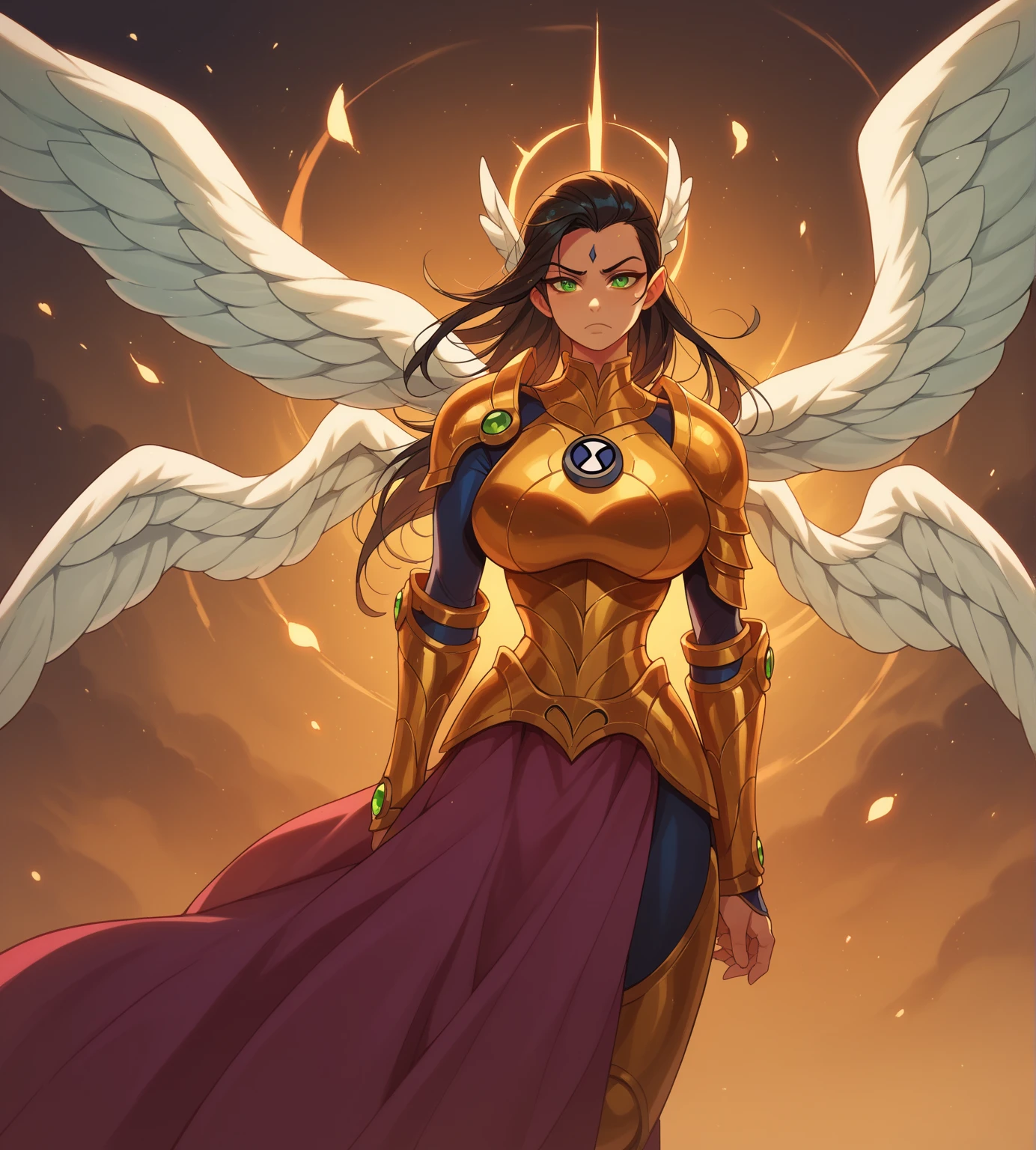 1girl, warrior of horus,(bird head shaped helmet, long beak) futuristic Egypt, egyptian armor, stargate
(attack, side view)
glowing armor, glowing eyes, wings
solo, dramatic lighting
high contrast, negative space
(art by Jim Lee and Hubert de Givenchy)
(masterpiece, best quality:1.3),