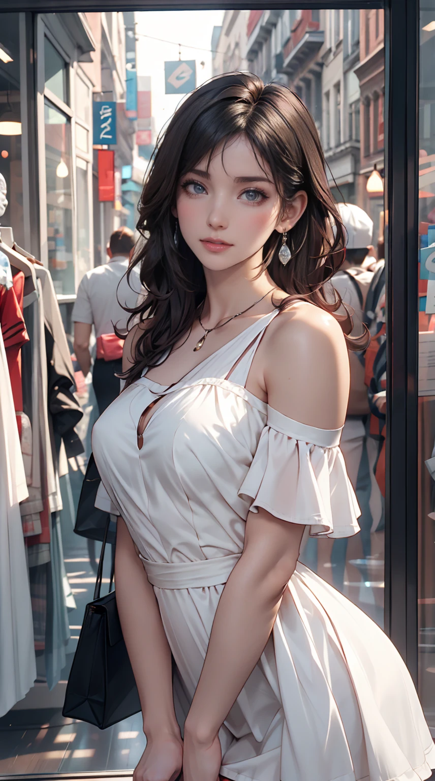 24-year-old woman、Attractive Young Woman, (Beautiful Face:1.1), Detailed eyes, Seductive lips, (eye make up:1.2), (Medium chest:1.0),White dress、Roman holidays、Rome city、Square、white Vespa classic(Mini)Straddle、Audrey Hepburn、smile