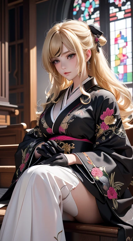 masterpiece, 1 beautiful girls, detaileds, Swollen eyes, top-quality, 超A high resolution, (Realistis: 1.4), OriginalPhotographs, 1girl in, 电影灯光, (A smile:0.6), japanes, Asian Beauty, Korean, Proper, very extremely beautiful, Young Face, Beautiful skins,blondehair、 Slender big, Black sweater、cyberpunk backgrouns, (A hyper-realistic), (illustratio), (hight resolution), (8K), (ighly detailed), (Best illustration beautifully detailed eyes), (ultra-detailliert), (wall-), (详细的脸), looking at the viewers, fine detailed, A detailed face、deep-shadows、Unobtrusive、pureerosfaceace_v1、Hit the 46-point diagonal straight ahead.、Neat Clothing、Black colored eyes、