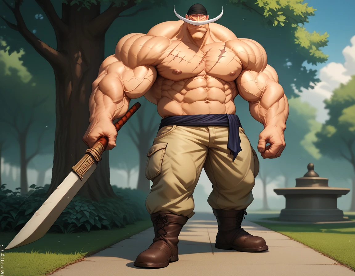 1boy asian male, (korean man with k-pop idol look), black hair, giant, model shoot style, looking at viewer, standing, strong body, standing, rainforest with wooden tribe hut behind, exotic skin, traditional tribe costume, prominent muscle bulge, brutalmass, detailed face, heavy muscular, stubble, photo real, sexy, big, brutalmass, giant, muscular body, bulk, massive body, large size, smile, illuminating light, outdoor