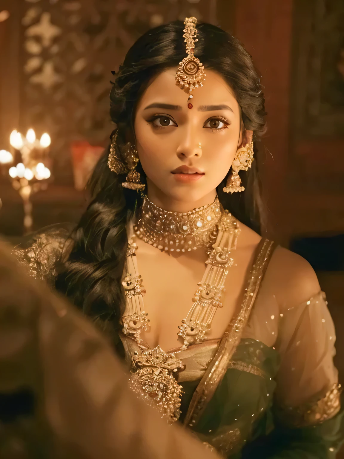 Singer actor and hindu girl more realism in hair and clothes.ý