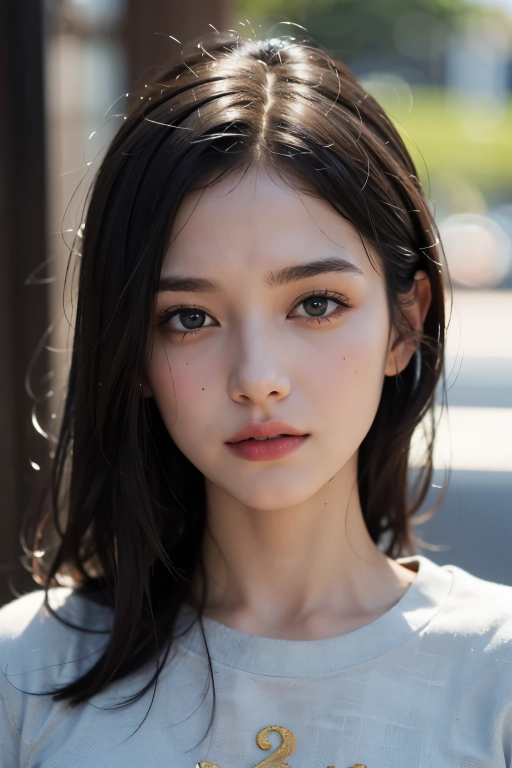 The highest image quality, tmasterpiece, Super tall:1.4), Number of photos, 1 girl in,Highly Detailed Face and Skin Textur,  detailed eyes , photorealistic eye, beautiful detailed eyes, (Realistic skin), Attractive, Ultra-high sharpness, hyperrealistic, Very meticulous, the golden ratio, (sweatshirts, water leakage, that&#39;It&#39;s too dark, be desperate, compassionate, Poor, film lighting, watery big eyes, watery big eyes, (Torn clothes: 1.5), ((wetclothes: 1.4)), shoulder, True rain, Wet hair, ((Korea, of the whole body))