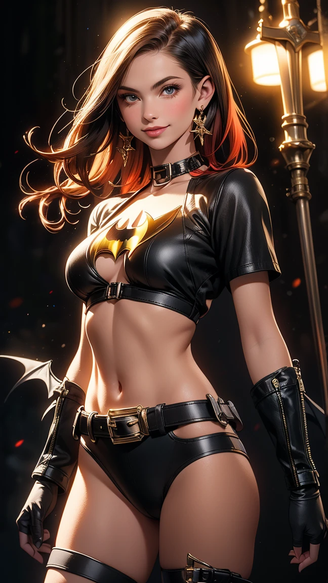 Hot Sexy Spider girl Wear ripped clothes with fire background , Full Body