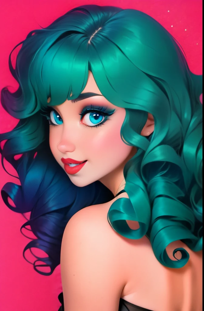 a close up of a woman with a very large and a very big breastlorized photo inspired by Vint Lawrence, tumblr, pop art, 1950s vibes, face like marilyn monroe, retro and ethereal, vintage makeup, samara weaving, gorgeous female samara weaving, her hair is white, anya taylor-joy, 5 0 s aesthetic