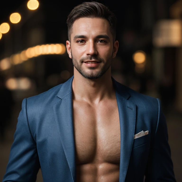 nsfw, best quality, masterpiece, hyper realistic, extremely detailed, "0" text in yellow neon lights in the background, huge bulge in extremely tiny white string jockstrap, extremely handsome brazilian man, hands on hips, grinning, athletic, half body, fill frame, dark cinematic lighting, extremely dramatic shadows, no background, perfect face, perfection, no signature, no logo