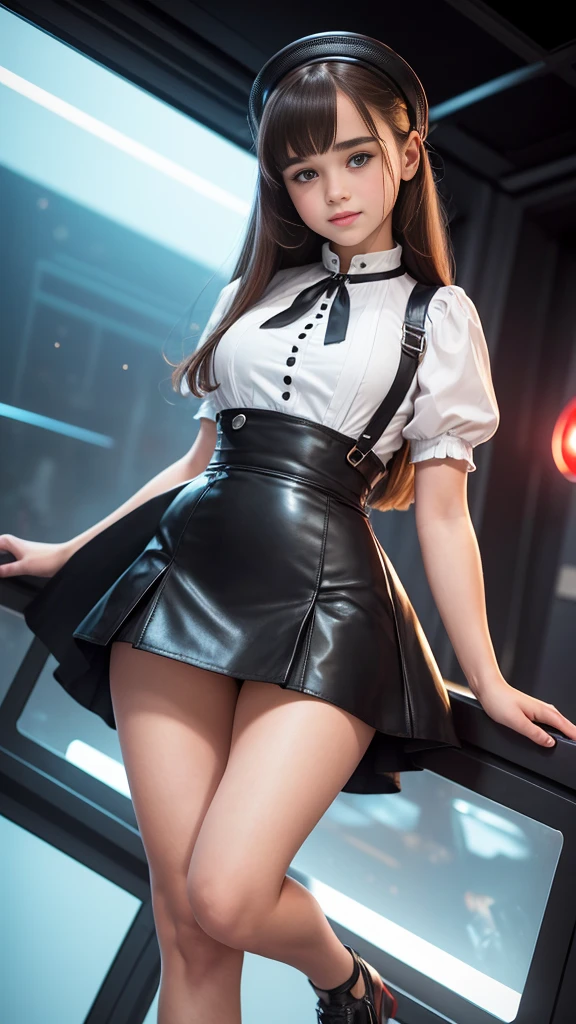 Tabletop, Beautiful woman,、Big Breasts、Put your chest close、(20-year-old、Japanese), (Library Background、mechanical、Bookshelf), ,(((Black leather jacket)))、(((Black Leather Mini Skirt))),(((Black enamel boots)))、garter belt、 (((Ponytail Hair、Brown Hair))), feet, (Skin Texture:1.1), highest quality, 超A high resolution, (Realistic: 1.4), RAW Photos, , Nikon D850 film stock photo, F1.6 lenses, Rich colors, Realistic, Cinestill 800, Backlight, Rim Light, Studio Lighting, Erotic photos, Bend over the mechanical:1.3