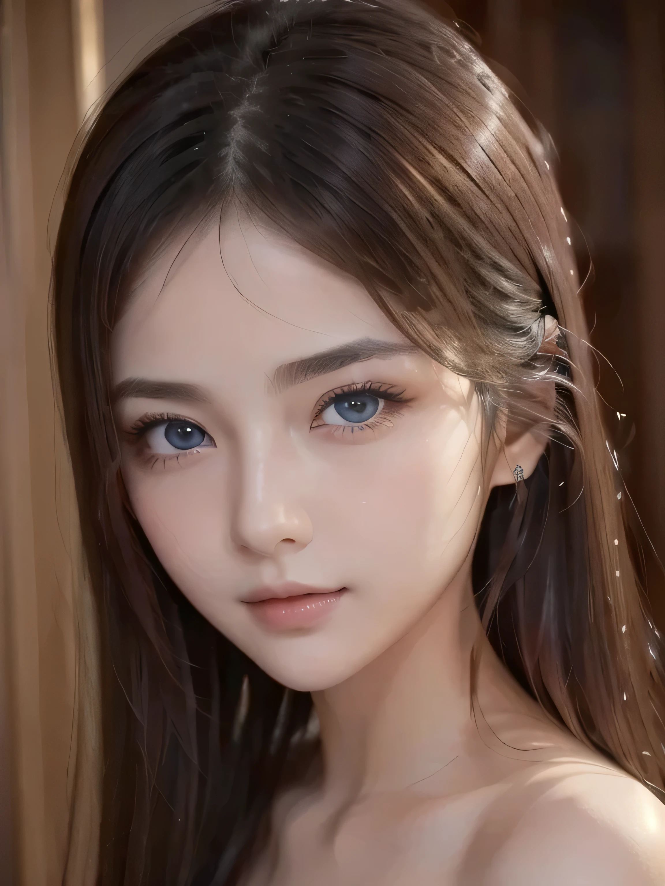 (((32k,high details,high detail、masterpiece,attention to detail,alone))),Raw photo & realistic atmosphere,beautiful dark blue eyes,detailed mouth,glossy lips,thin eyebrows,fine eyes、Soft white skin that shines in every detail、Her deep black eyes are very beautiful,lip details、very beautiful face,very well-shaped face、lifelike face,shining beautiful lips,beautiful eyebrows,infinite reality, Realistic young gravure ,idol,she'she'she'she'she'she'very cute woman , young gravure idol, young gravure idol, Very beautiful and cute 22 years old beautiful girl,incredibly beautiful and classy,22 years old beautiful girl,natural soft light,(shiny hair,,Beautiful and kind eyes:1.5),gentle smile,well-shaped chest,medium long hair,tie hair,beautiful posture,no makeup