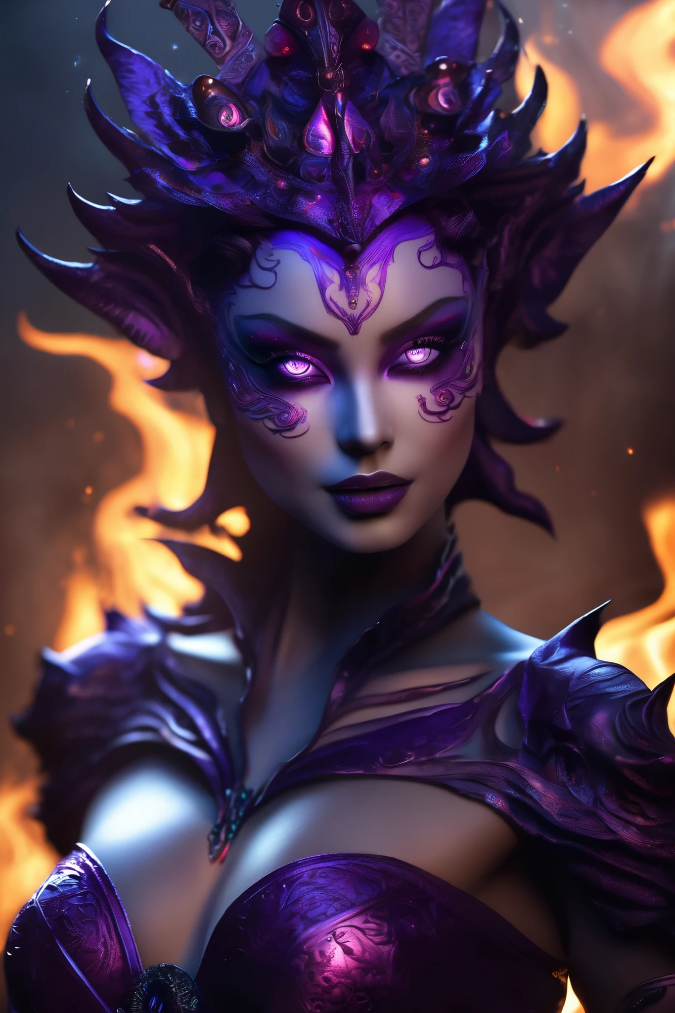 better quality, Masterpiece , ultra high resolution, ( photorealistic :1.4), Surrealism, dream-like, , Burning purple eyes , is a fantastic creature , Shadow Dancer, shadow magic, dark control , secrecy , Shadow pitch , nude, shadow spells , hidden blade ,