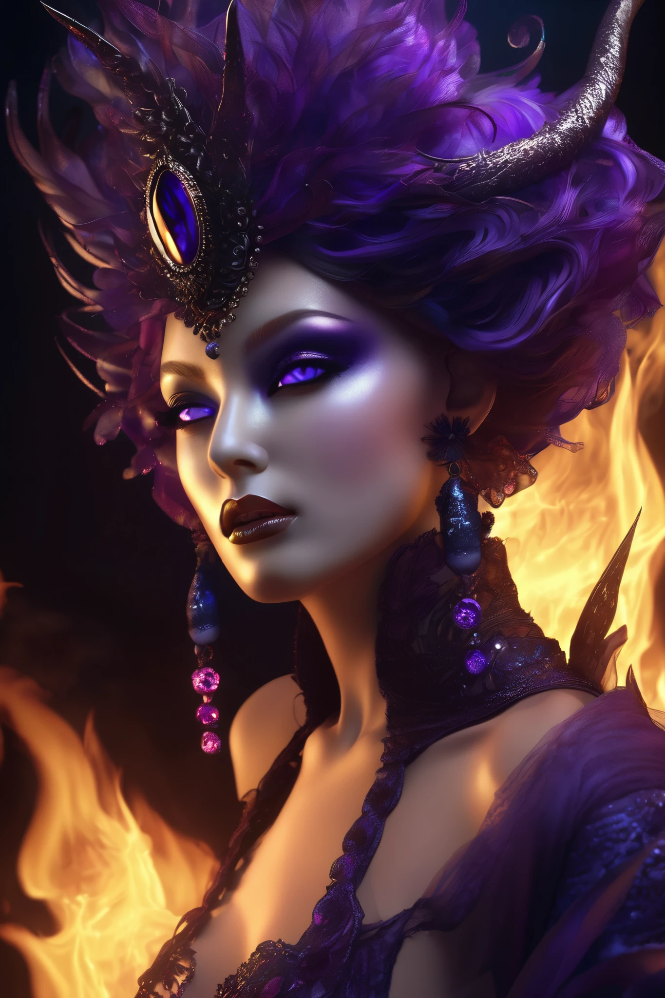 better quality, Masterpiece , ultra high resolution, ( photorealistic :1.4), Surrealism, dream-like, , Burning purple eyes , is a fantastic creature , Shadow Dancer, shadow magic, dark control , secrecy , Shadow pitch , nude, shadow spells , hidden blade ,