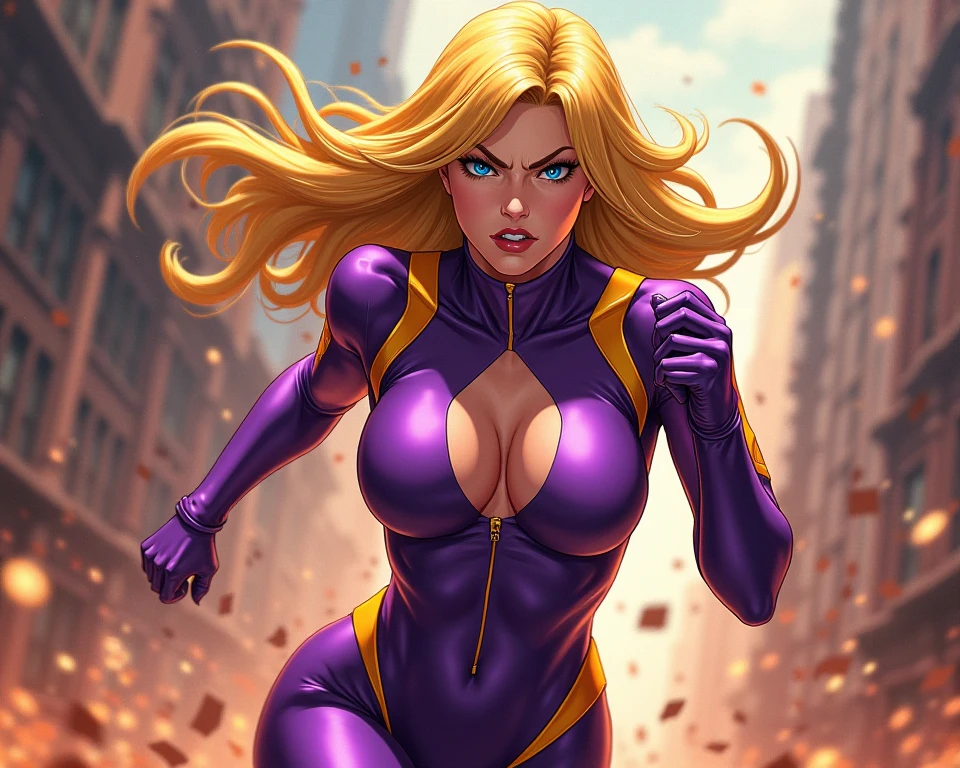 Marvel Fantastic Four，Latina Adult Model Daisy Marie as the Female version of Thunder Fire，Fly in the sky，angry look，The whole body is on fire，flame magic，The body was on fire🔥，The body glows and heats，The flames spread，The fire burst into the sky，Fire，Burn characters，The fire magic effect is fired on the hand，Mixed Chinese and American races，The background is blurred out，focal，Movie Lighting，(((tmasterpiece))), ((best qualtiy)), ((Complex and detailed)), ((Ultra-realistic realism)), Ridiculous resolution, A MILF, Mature woman, ssee-through, highly  detailed, illustratio, 1girll, (34dd-cup breasts), Thin waist and thick hips，long leges，beatiful detailed eyes, short detailed hair, flaming hair, a purple eye, (Superhero uniforms:1.2), seminude，tightsuit，Sexy and feminine，perfect bodies，Sexy attire，Human flashlight，（No underwear），pantiess, detailed back ground, perfect  eyes, Seductive eye, （nice hand），Detail hands，looking at viewert，From the front，Wear light，（Fantastic Four），