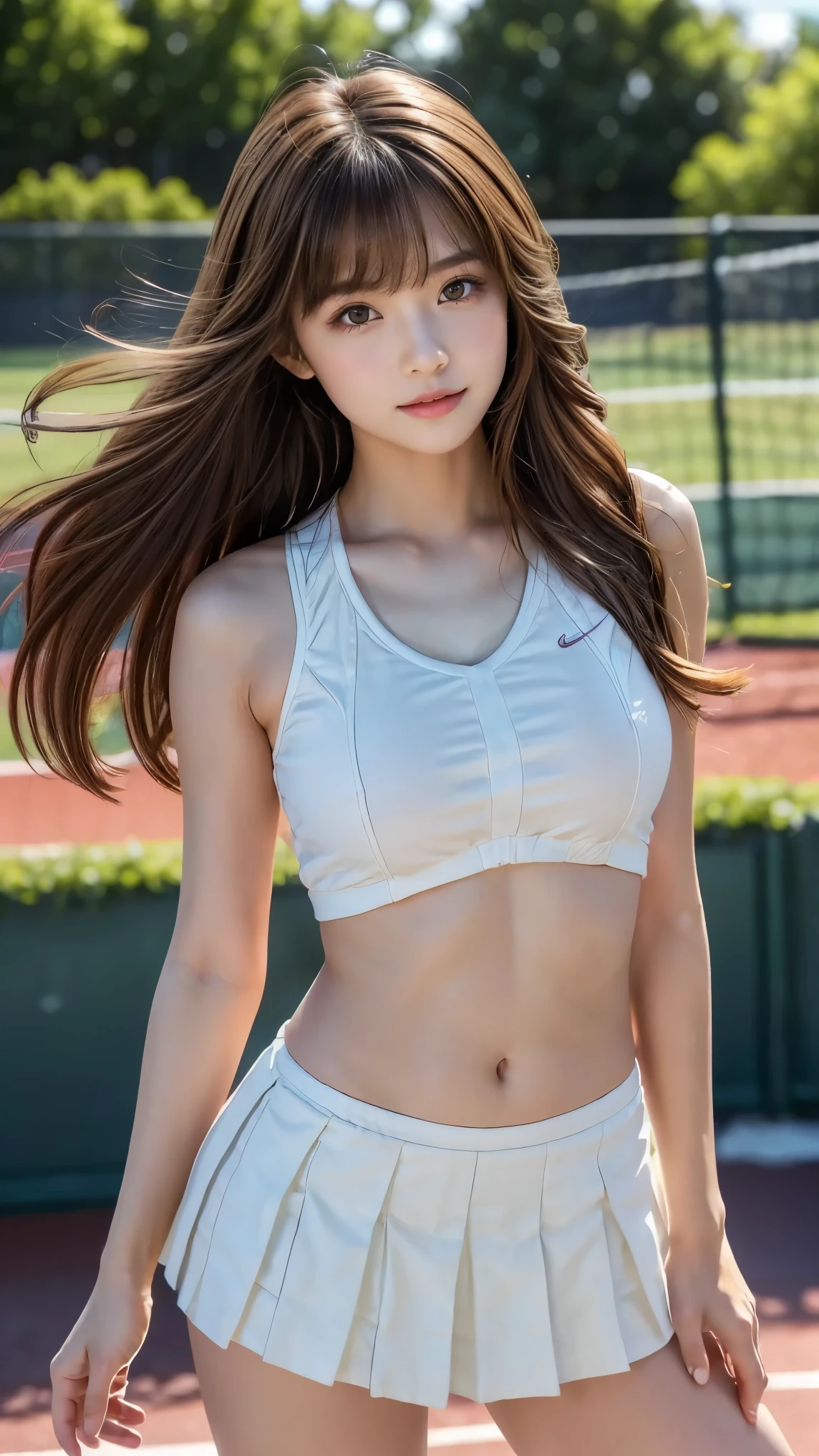 1人の女性、8K、Raw photography、(top-quality、​masterpiece、intricate detailes: 1.4)、(realisitic、Photorealsitic: 1.3)、(reallistic: 1.3)、Photorealsitic、 Female track and field athletes in Japan、((rainy day))、((Woman on track in stadium:1.8))、(Beauty like an actress in Japan)、(Heavy rain)、((Tank top for a sheer track and field team))、(Tank top of the track and field team in light color)、(Tank top of the track and field team that gets wet from the rain and shows through the skin)、Track and field team tank top that sticks to the skin wet from the rain、Wet colored bloomers、(wetting hair)、(Wet bangs)、wetted skin、(nipple protrusions that can be seen through)、 、(a small face:1.5)、(tense look)、Light makeup、Thin eyebrows、 detailed and beautiful faces、A detailed eye、(Tear bag:1.5)、Detailed finger、Detailed legs、Detailed skin、Medium chest、Lustrous hair、Lustrous skin、Wet and drippy hair、Wet and drippy skin、Tank top of the track and field team with wet and dripping water、(no-bra)、(No Underwear)Close up portrait of woman walking in park in white camisole、Japan Person Model、Young Sensual Gravure Idol、Young cute gravure idol、Realistic Young Gravure Idol、Realistic sensual gravure idol、Young gravure idols、sophisticated gravure idol、奈良美智、Young skinny gravure idol、beautifull asian girl ever、oppai、full body Esbian、clong legs、（（（（（（（（（no-bra）））））））））（（（（（（（（Panties））））））））Close up portrait of a woman walking in a park、Japan Person Model、Young Sensual Gravure Idol、Young cute gravure idol、Realistic Young Gravure Idol、Realistic sensual gravure idol、Young gravure idols、sophisticated gravure idol、奈良美智、Young skinny gravure idol、beautifull asian girl ever、oppai、full body Esbian、cleavage of the breast((top-quality、8K、​masterpiece:1.3))、1girl in、A smile、full body Esbian、Slim Faces、Pretty women、(dark brown  hair)、Full-length dresses:1.1、hyperdetailed face、A detailed eye、二重まぶた、blured background、Slim Faces、城市、takeout、a street、mix4、(4K、RAW Photos、top-quality、masters:1.2)、(reallistic、Photorealsitic:1.