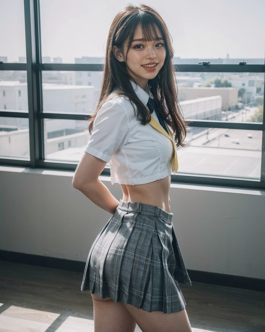 (4K image quality)、{8K photo quality:2}、{An ultra-high resolution photo quality:2}、{Ultra-realistic}、{perfect anatomy}、{japanes}、{nsfw}、1female、Brown bob cut hair、black micro miniskirt、White blouses、Practicing dance、Dynamic poses、Skirt twisted、her panties are visible、Her whole body is visible、Sweat is splattering、Being in the stage