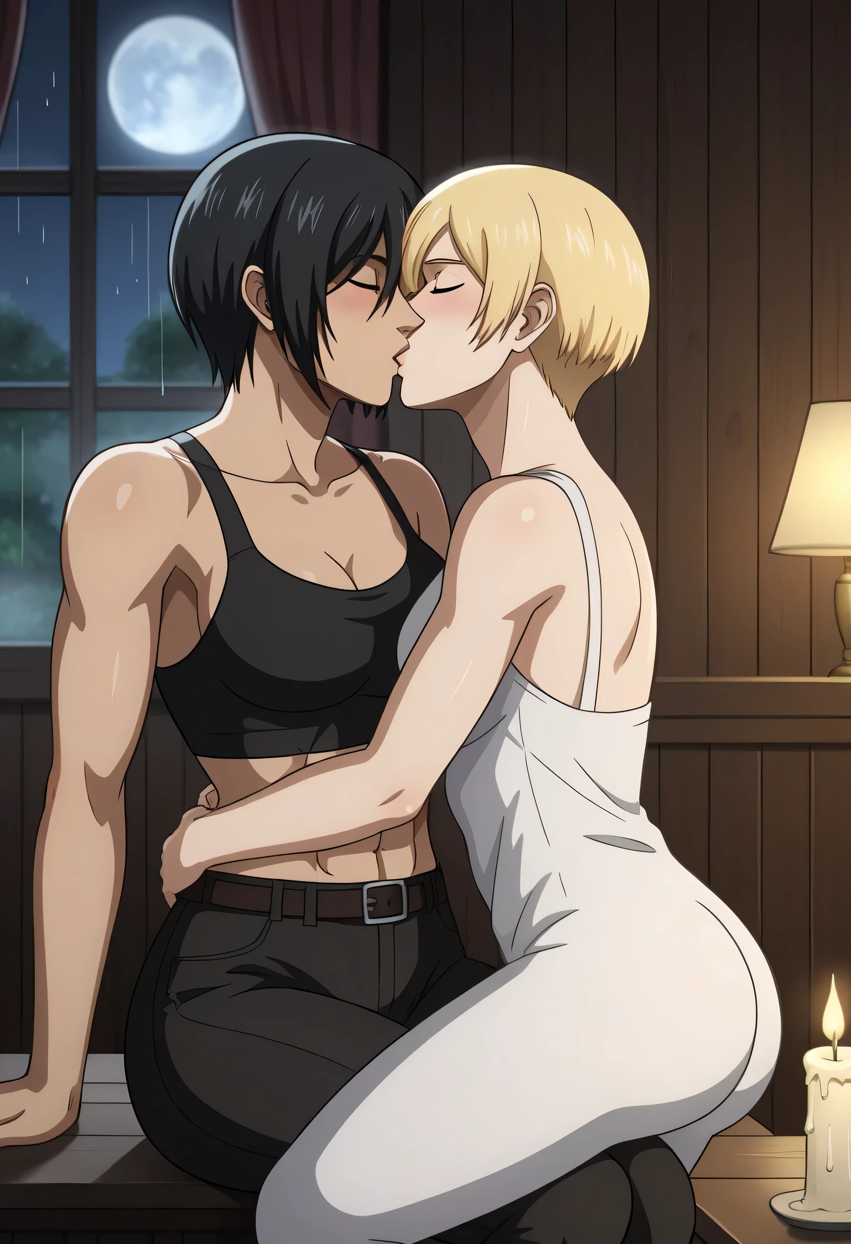 (2 boys, evil albino lathy androgynous male, Cockatrice King, bird brain, thin neck, frail shoulders, weak arms, flat chest, soft belly, curvy hips, thick avian thighs, male crotch, massive buttocks, depraved homosexual, rapist, kidnapper, cradle robber, queer, weak stomach, weak bladder, his presumable prey hits him between the legs)