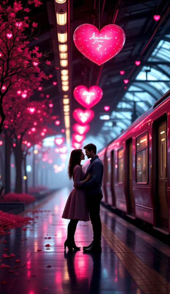 A charming and fluffy cat with large, expressive eyes sits at the center of a Valentine's Day scene. The feline is adorned with a heart-shaped collar and a tiny Cupid’s bow and arrow, playfully held in its paws. Surrounding the cat are Valentine’s Day elements: red and pink roses, heart-shaped chocolates, and floating heart balloons. The background features a soft, romantic glow with a red-pink-white color scheme, evoking warmth and love. Delicate ribbons and lace add an extra touch of elegance, making the image feel festive and endearing. high realistic 
High Resolution, Masterpiece, High Resolution,best Quality, Super Detailed, High Details, Quality, High Quality, 8K  Futurism, Surrealism, 