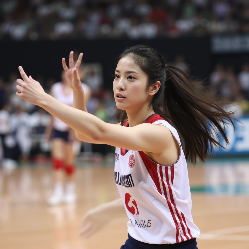 Attacking a volleyball on the Olympic stage