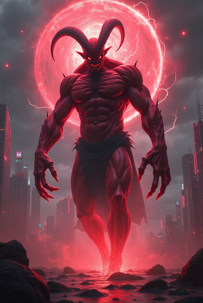 Ultraman Taro、Tokyo cityscape、Midnight、neon、A giant as tall as a building、Fighting Pose、slim、Muscular、Long limbs、Weapon、Gorgeous Body、Incitement、4K、Photorealistic、Portrait、male focus,highres,clear